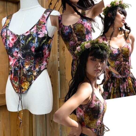 🆕 SELKIE 🧿 NWOT Genevieve Duchess Corset, Still Life Portrait - Sz L - Picture 1 of 16